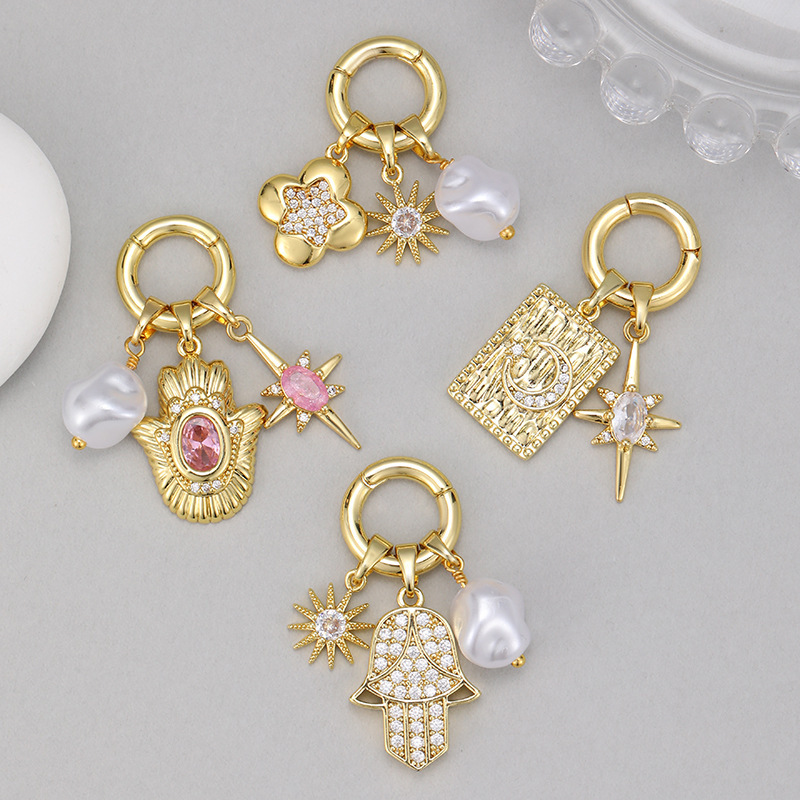 New Panjia Copper Gold-Plated Harry Series Eight-Pointed Star Gold Diamond-Encrusted Palm Pendant Beaded DIY Jewelry Accessories New Panjia Copper Gold-Plated Harry Series Eight-Pointed Star Gold Diamond-Encrusted Palm Pendant Beaded DIY Jewelry Accessories