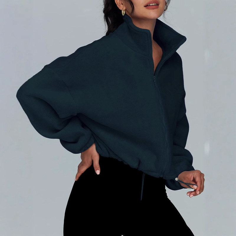 2026 Women's Jacket Amazon Autumn Zip-Up Sweatshirt Casual Jacket Long Sleeve Fleece Sweatshirt with Ruffles