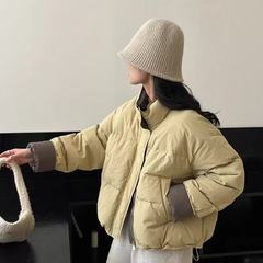 2025年新款棉服女冬季短款加厚外套小个子宽松棉袄立领撞色棉衣女