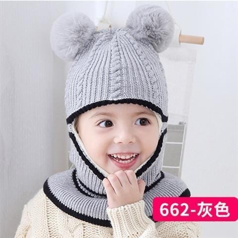 子供の帽子秋冬とベルベットの厚い保温毛糸帽男の子の女の子の赤ちゃんが首を囲んで冬のニット帽を卸売りする|undefined