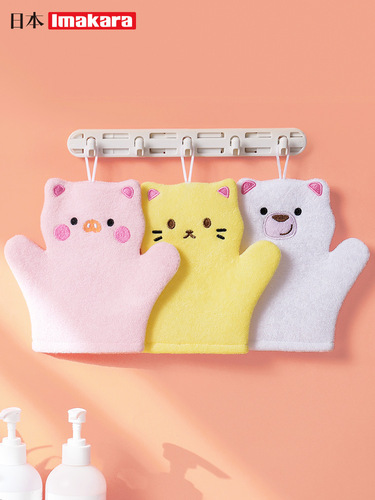 Japanese children's bath artifact, children's bath does not hurt the skin, baby back rub mud gloves, baby painless bath towel