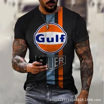 Cross-border Amazon hombres camisa de cuello redondo retro manga corta estilo europeo y americano impreso N ° 66 carretera carta camiseta