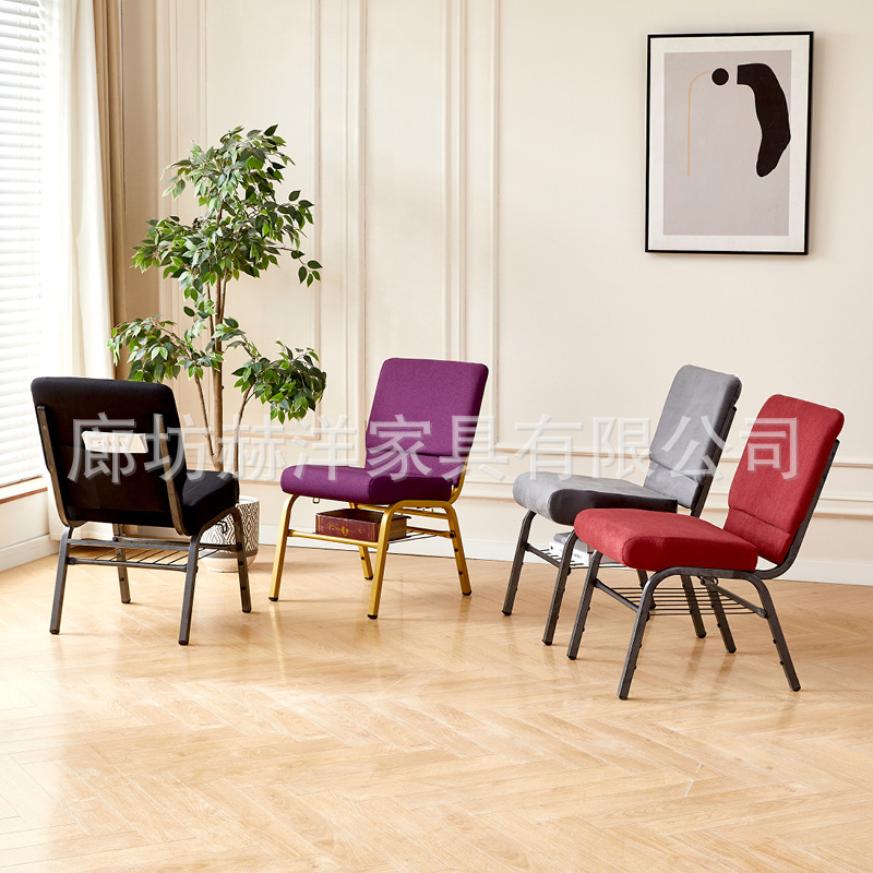 Silla plegable de tela suave para iglesia y auditorio, asiento con respaldo para conferencias y entrenamiento image 4