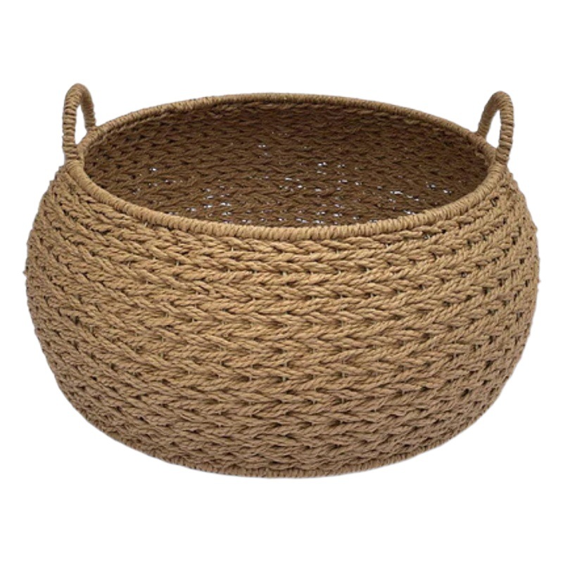 Cuerda de papel tejida cesta de almacenamiento cesta de organización escritorio mesa de café ropa juguete merienda pastoral cesta de almacenamiento caja de almacenamiento