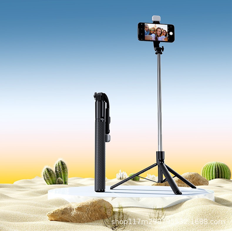 1.7m Three-Axis Anti-Shake Selfie Stick with Bluetooth Remote Control Fill Light Live Streaming Stand Portable Telescopic Mobile Phone Holder