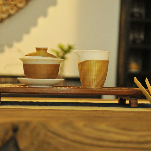 Bamboo silk woven white porcelain fair cup tea ceremony white…