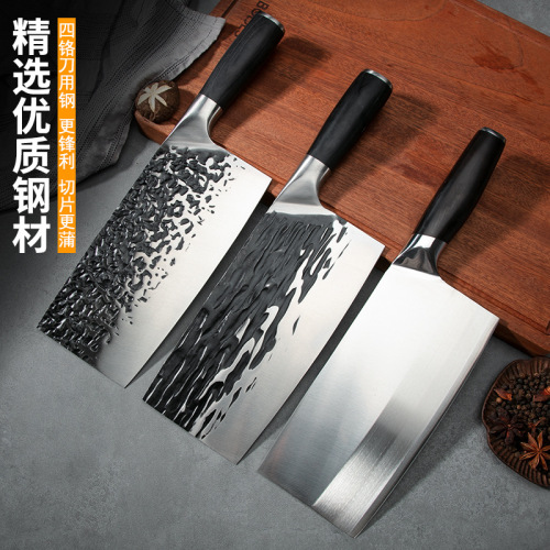 Black Color Wood Handle Steel Head Knife for Dual Use, Forged Kitchen Knife, Home Use Sharp Bone Cutting Knife, Slicing Pork Ribs Knife, Durable Slicing Knife