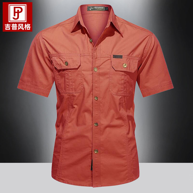 Hombres de verano sólido japonés cuello suelto de manga corta estilo americano sólido versátil chaqueta casual chaqueta de hombre