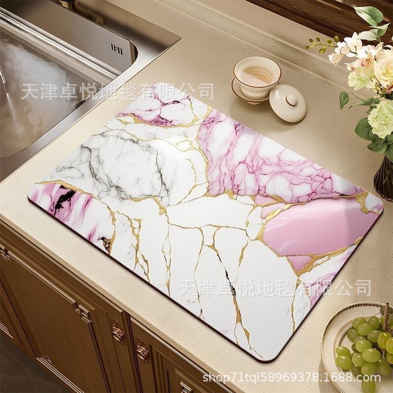 クロスボーダー大理石珪藻泥排水マットキッチンテーブル食器断熱乾燥マットバーアブソーバーマット|undefined
