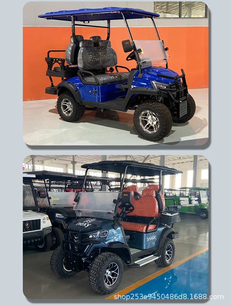 Export electric golf carts, four-wheel sightseeing vehicles for tourist attractions, hotel shuttle vehicles, and vehicles for real estate sales offices to view homes