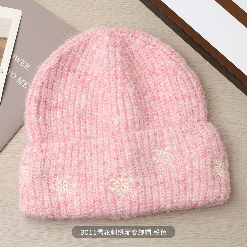 冬季帽子新款时尚圣诞雪花红色针织帽百搭防风大头围保暖毛线帽潮|undefined