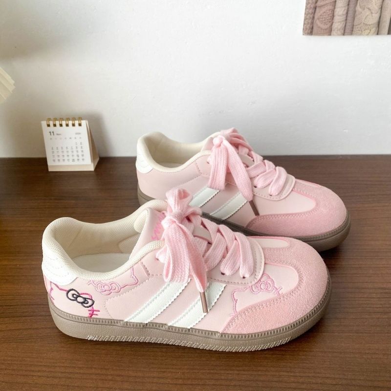 lindo KT gato bordado zapatos de entrenamiento de mujeres 2025 nuevo nicho casual chic zapatos de skate muñeca zapatos blancos pequeñas mujeres