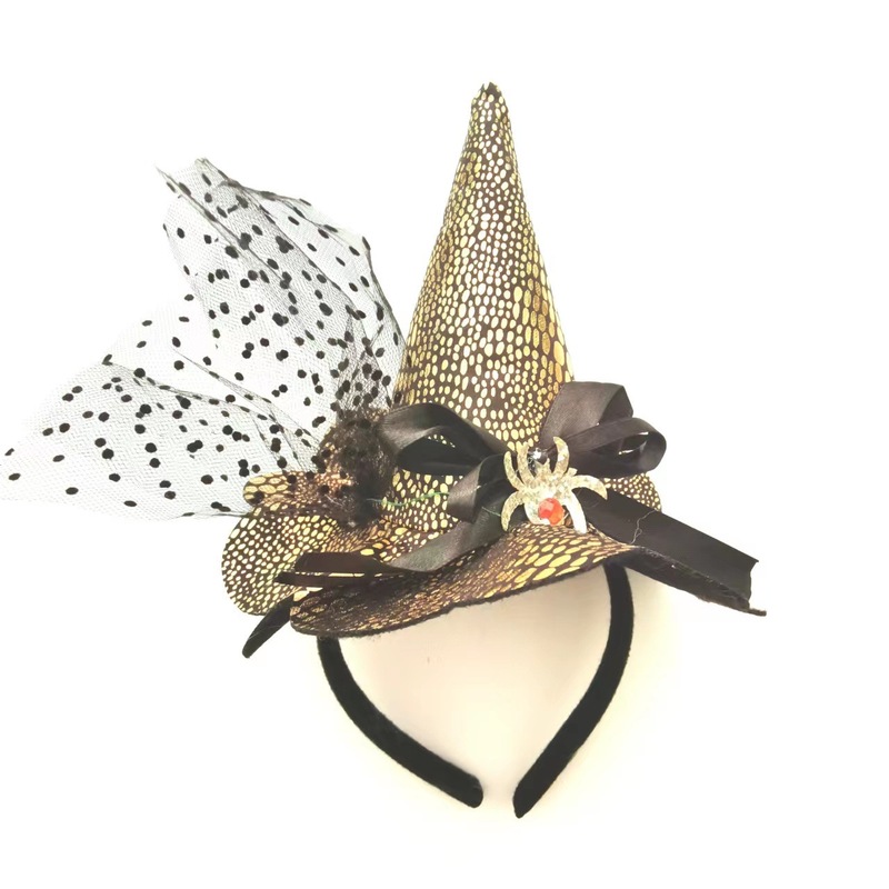 新しいハロウィーンの髪のフープの祝日のパーティーのショーの道具の帽子の髪飾りのネットのスカルの花の魔女の帽子|undefined