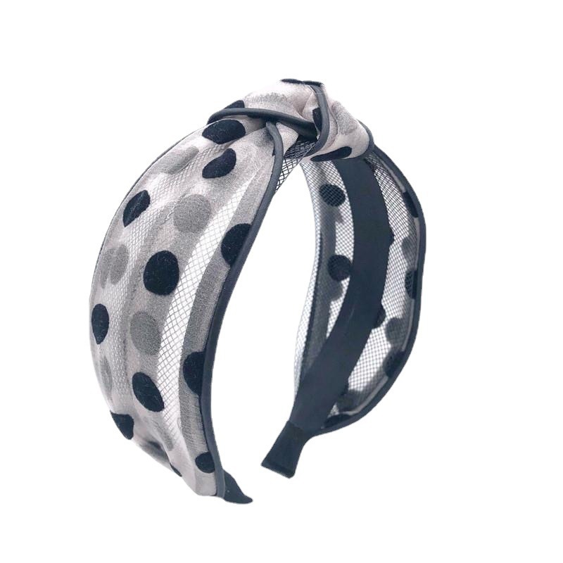 Malla de lunares diadema de ala ancha para adultos dulce horquilla alta cráneo cara lavado cabello presionando diadema Corea del Sur Internet celebridad accesorios para el cabello al por mayor