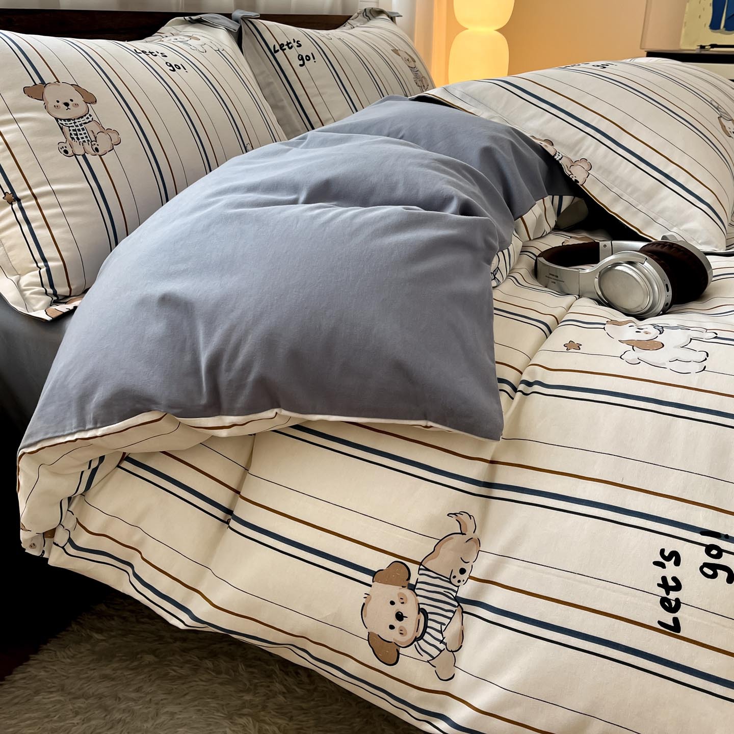 Algodón grueso de cuatro piezas, sábanas de algodón lavado con agua, dormitorios de estudiantes, tres piezas