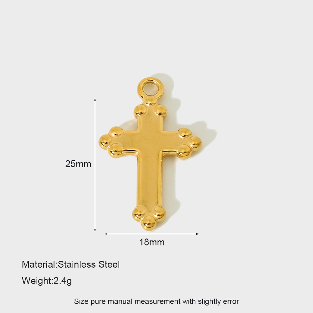 Pendant, Beads Jewelry Making Type 18K Real Gold Plated Plating Material 1 Piece 304 Stainless Steel Cross Four Leaf Clover Pendant Beads