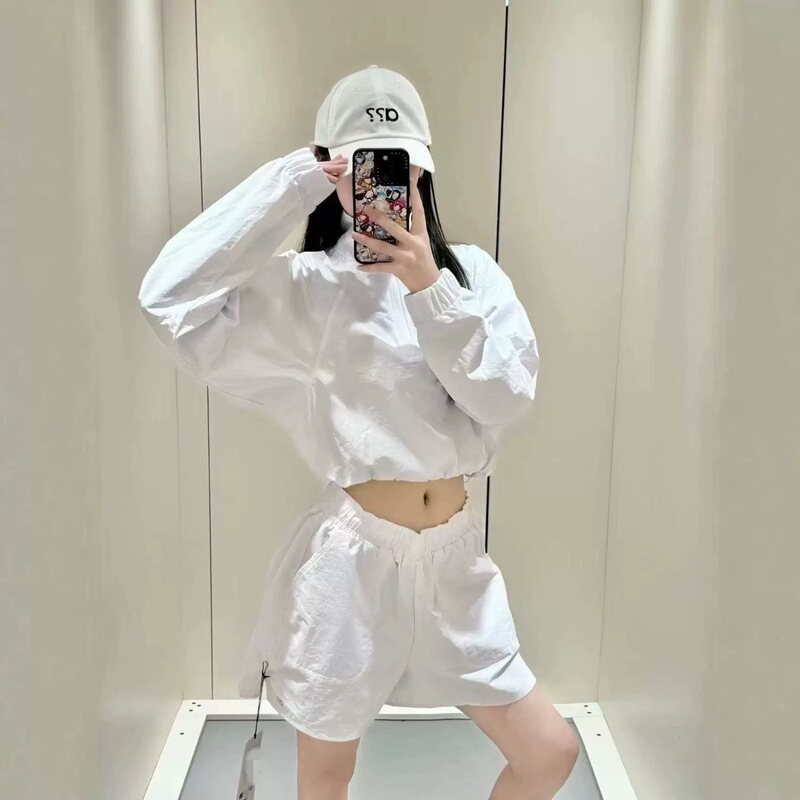 Cross-Border Aliogt Stand-Up Collar Sun Protection Long-Sleeved Shorts Quick-Drying Suit 26 Summer New Breathable Sports Two-Piece Set for Women Cross-Border Aliogt Stand-Up Collar Sun Protection Long-Sleeved Shorts Quick-Drying Suit 26 Summer New Breathable Sports Two-Piece Set for Women