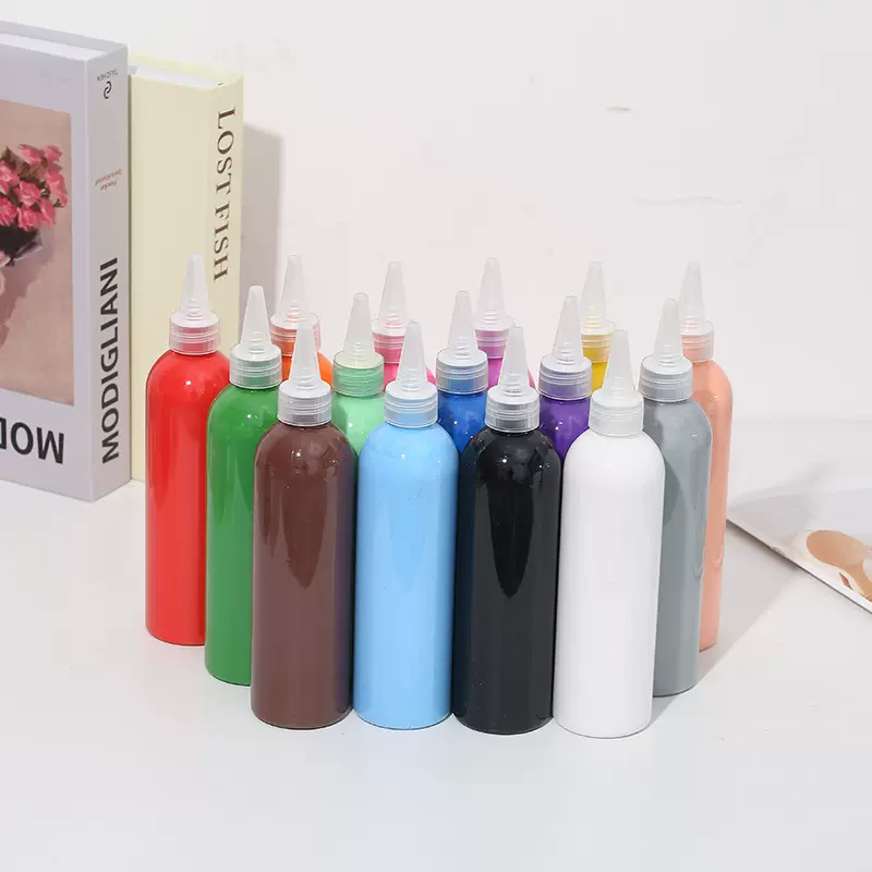 涂色颜料300ml搪胶绘画丙烯挤压式瓶装手绘石膏美术儿童材料填色