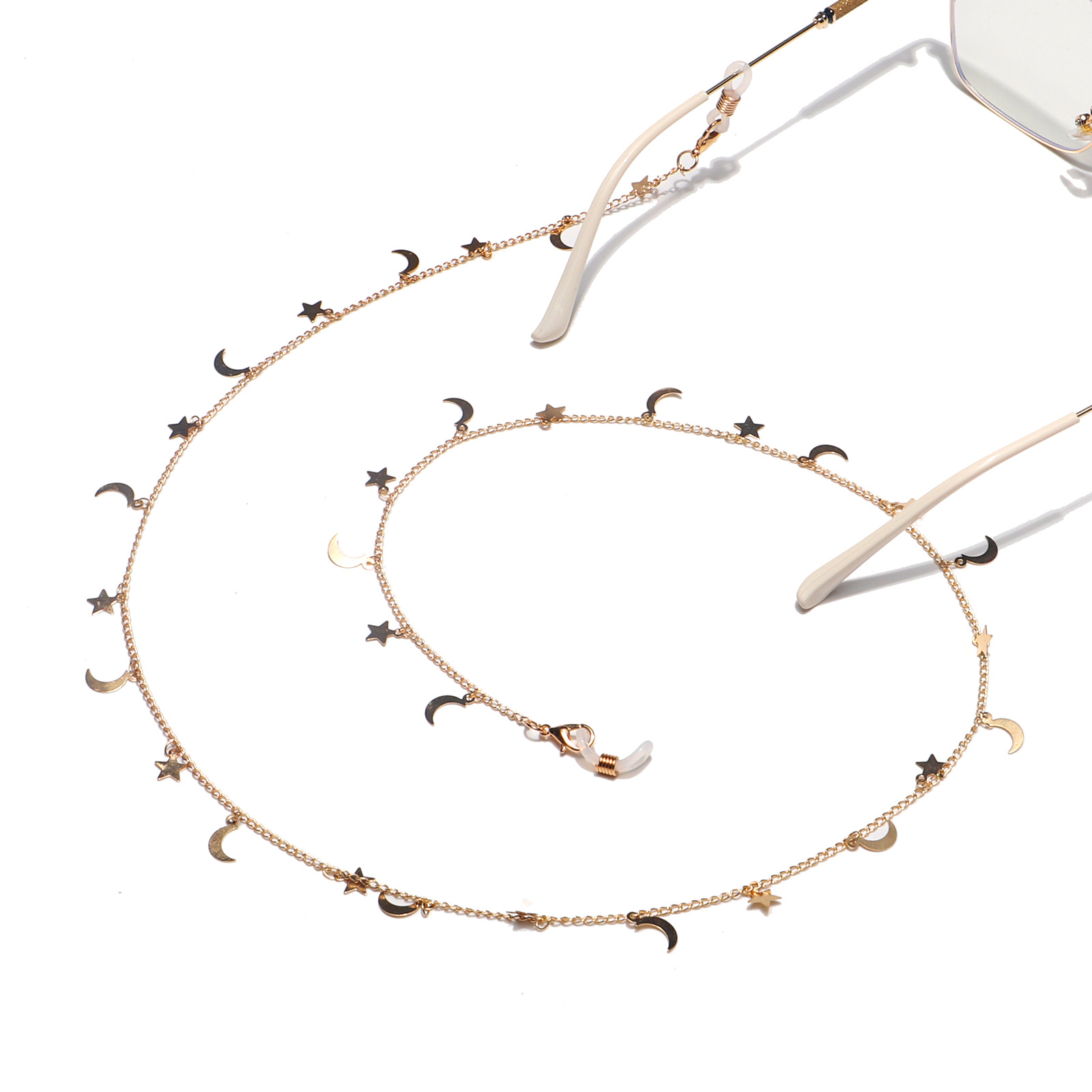 Gold Color Fashion Copper Star Moon Glasses Chain