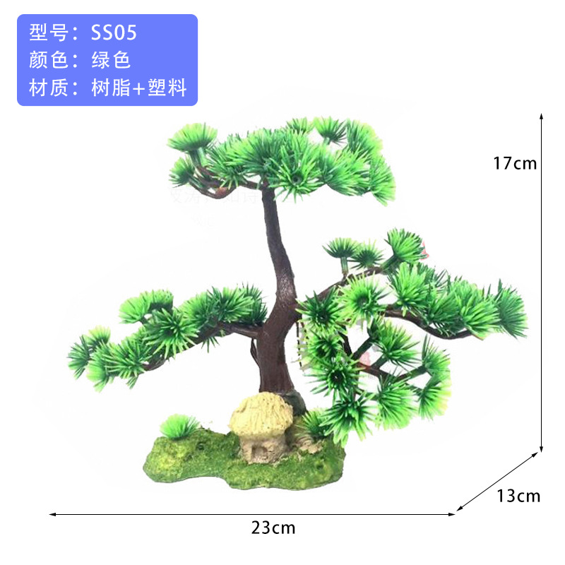 Suministros de reptiles simulación de plantas acuáticas acuario rocalla accesorios de bonsai plato de sushi decoración de pino pesca pescador pino pequeño cocotero