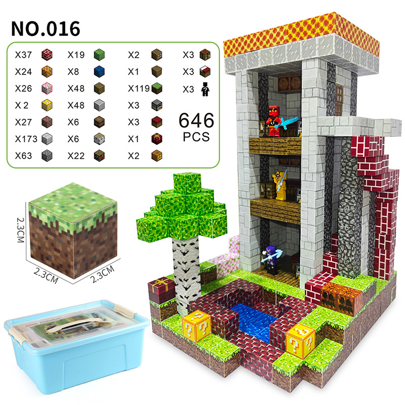 Transfronterizos mini-mundo de bloques de construcción magnéticos mini puzzle de construcción magnética de bloques de construcción magnéticos juguetes de almacenamiento caja