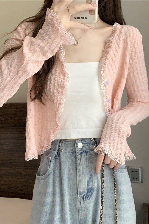 Lace Versatile Sun-Protective Knit Cardigan for Women, Summer Outerwear with a Unique and Distinctive Collar Design
