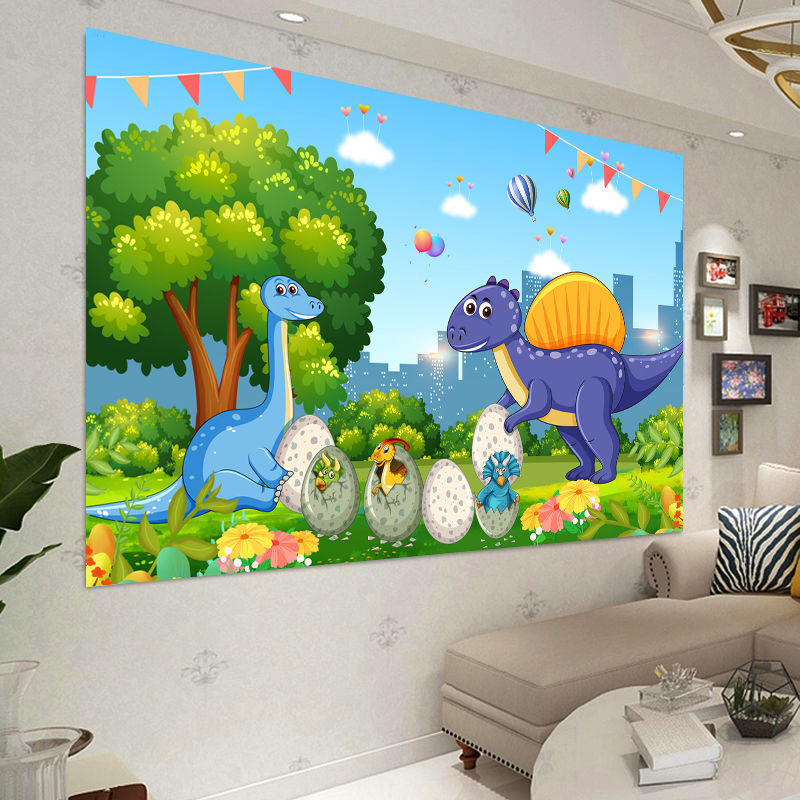 儿童画装饰自贴画墙上壁画海报卧室床头画卡通动漫幼儿园背景贴画