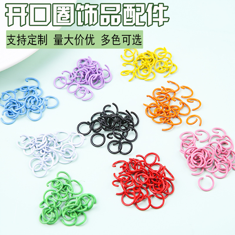 Creative candy color paint open ring DIY jewelry accessories single ring connection ring key chain material jewelry wholesale