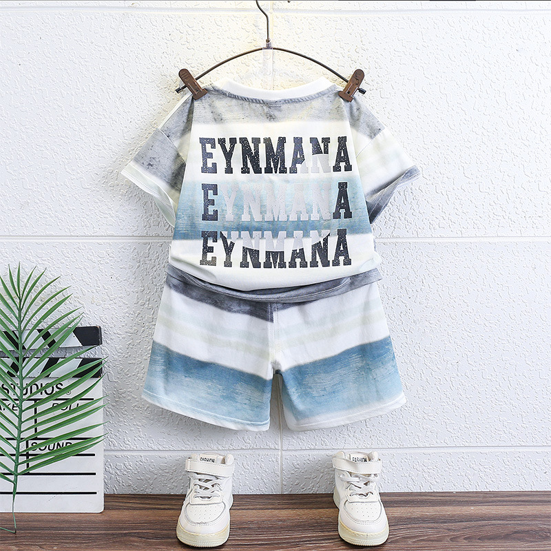 7143 Traje de verano para niños 2025 Nuevo estilo de moda para niños Estilo coreano de manga corta de dos piezas Ropa de verano para niños Trendy