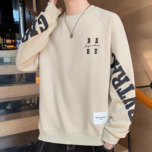 Autumn/Winter Men's Hooded Crew Neck Long Sleeve T-Shirt Streetwear Trendy Simple Sweatshirt Casual Men's Clothing