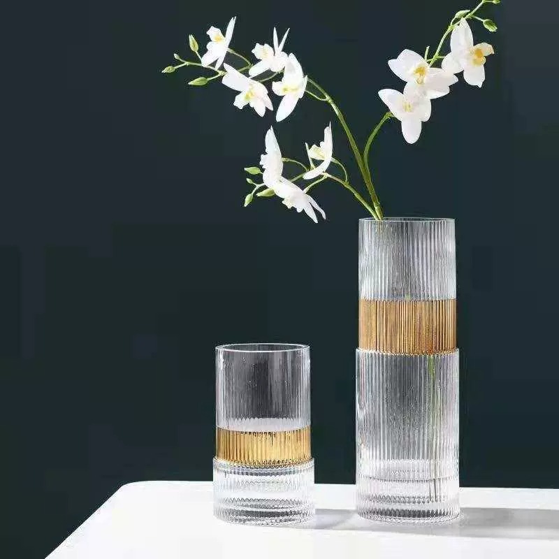 Florero de cristal de metal de lujo ligero de estilo europeo de alta apariencia creativa personalizada sala de estar mesa de comedor arreglo floral decoración artesanía