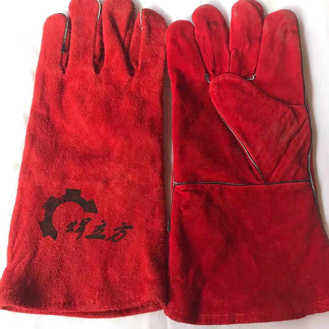 焊立方电焊长皮手套双层 舒适透气电焊手套 黄色 红色