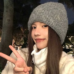 韩系百搭加厚蝴蝶结毛线帽时尚休闲大头围防风保暖帽秋冬护耳冷帽