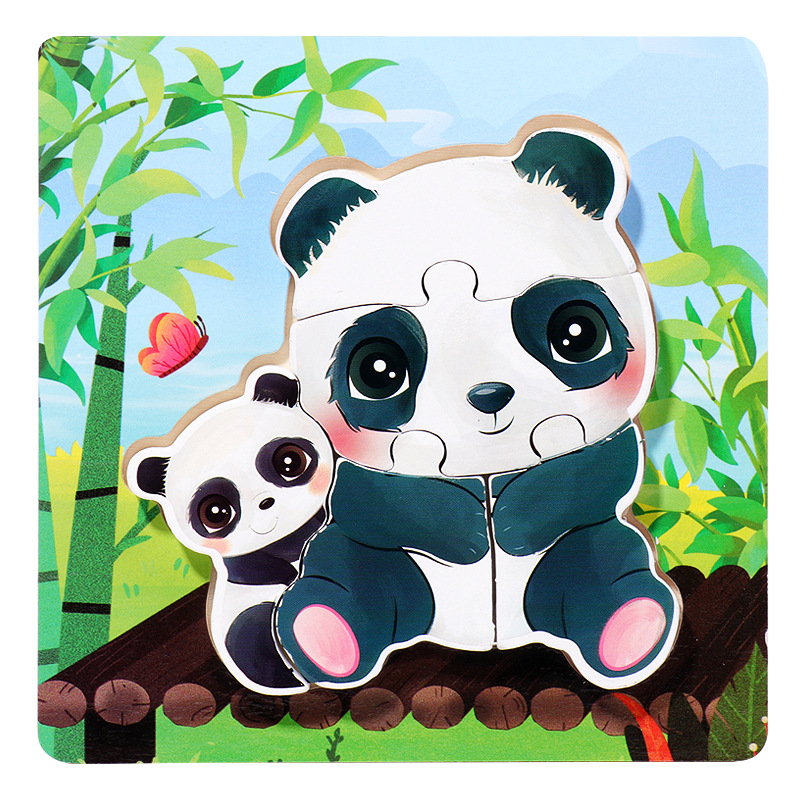 18 animales de dibujos animados de madera padres-hijos rompecabezas niños pequeños 1 - 3 - 5 años de iluminación educativa juguetes pequeños regalos