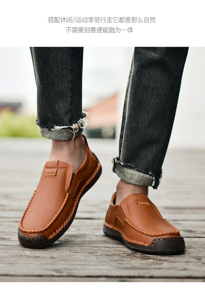 Giày lười nam da PU thoáng khí mũi tròn đế cao su — F9917 Kaki, F9917 màu nâu nhạt, F9917 màu nâu sẫm, F9917 màu xám chi tiết 18