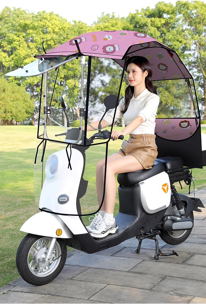 Electric Vehicle Awning New Style Detachable Folding Retractable Awning Battery Vehicle Windshield Sun Protection Rain Protection Umbrella