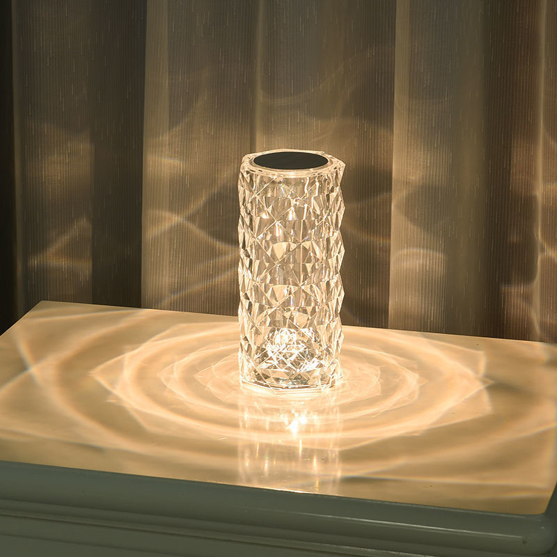 Simple Lamp Crystal Table Lamp Rose Petal Atmosphere Net Red Diamond Ins Romantic Bedside Lamp Charging Night Lamp