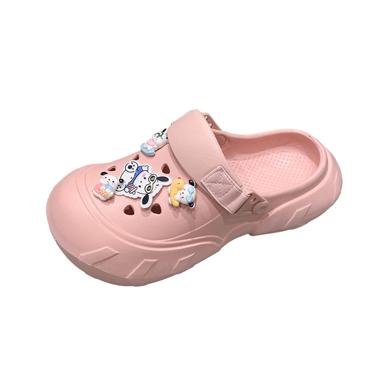 Nuevos zapatos con agujeros, accesorios de bricolaje, zapatos superiores de dibujos animados tridimensionales, decoración de flores, suela gruesa EVA, zapatillas de Baotou antideslizantes y resistentes al desgaste