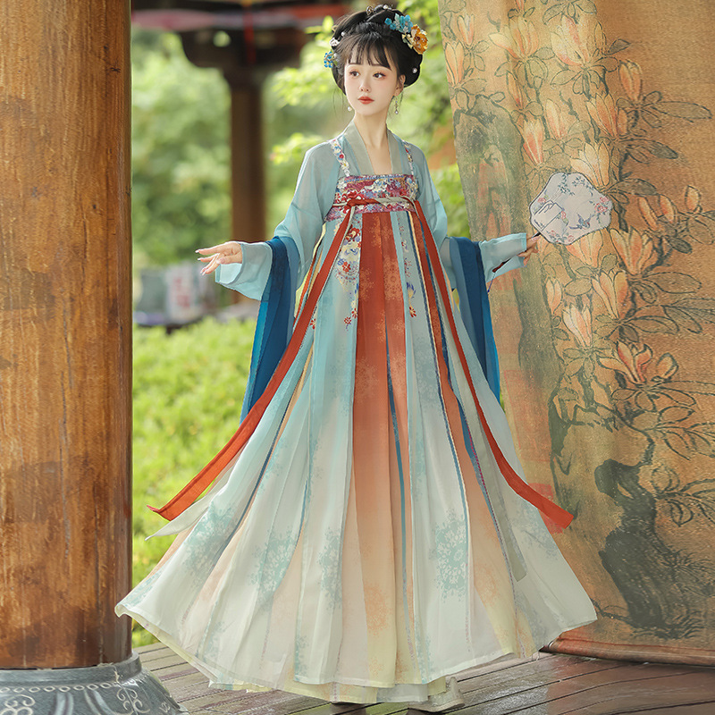 New Adult Tang-Style Hanfu for Women, Restored Style Qi-Xiong Ruqun, Everyday Wear, Super Fairy-Like, Spring and Summer Ancient Costume for Travel Photography