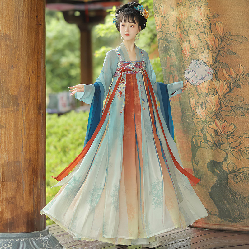 New Adult Tang-Style Hanfu for Women, Restored Style Qi-Xiong Ruqun, Everyday Wear, Super Fairy-Like, Spring and Summer Ancient Costume for Travel Photography New Adult Tang-Style Hanfu for Women, Restored Style Qi-Xiong Ruqun, Everyday Wear, Super Fairy-Like, Spring and Summer Ancient Costume for Travel Photography