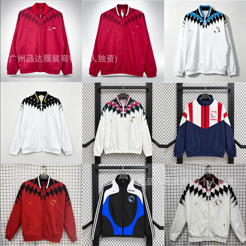 242526 Black Snake Pattern Barcelona 98 England 06072006 Blue Greece Windbreaker Football Jersey Water Repellent