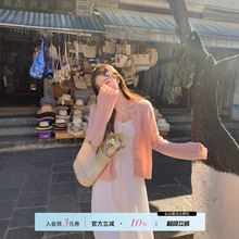 甜美风圆领开衫2026新款早春穿搭毛衣外套温柔风针织衫女镂空上衣