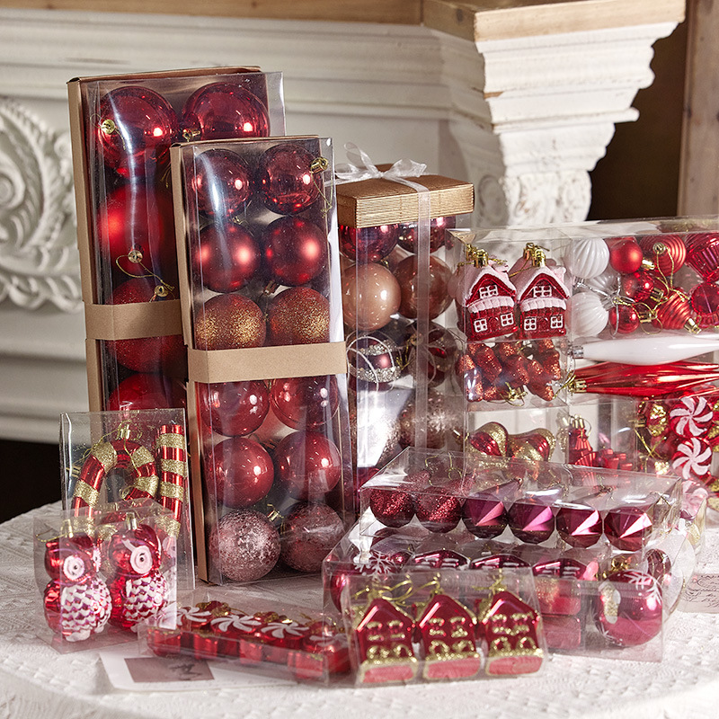 Bolas de Navidad rojas, bolas de Navidad, bolas de color, bolas de Navidad, adornos de Navidad, colgantes, adornos de árbol de Navidad