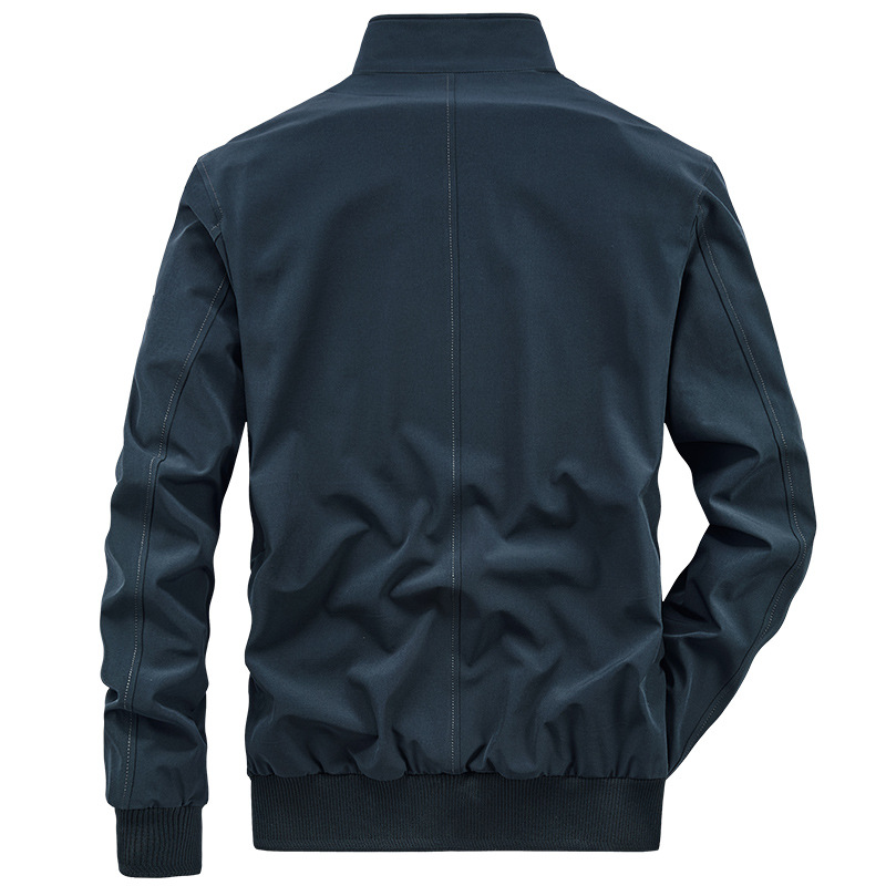 Men's clothing Autumn jacket thin double sided middle aged coat men's business casual stand up collar windbreaker sportswear old age tops_voghion.com