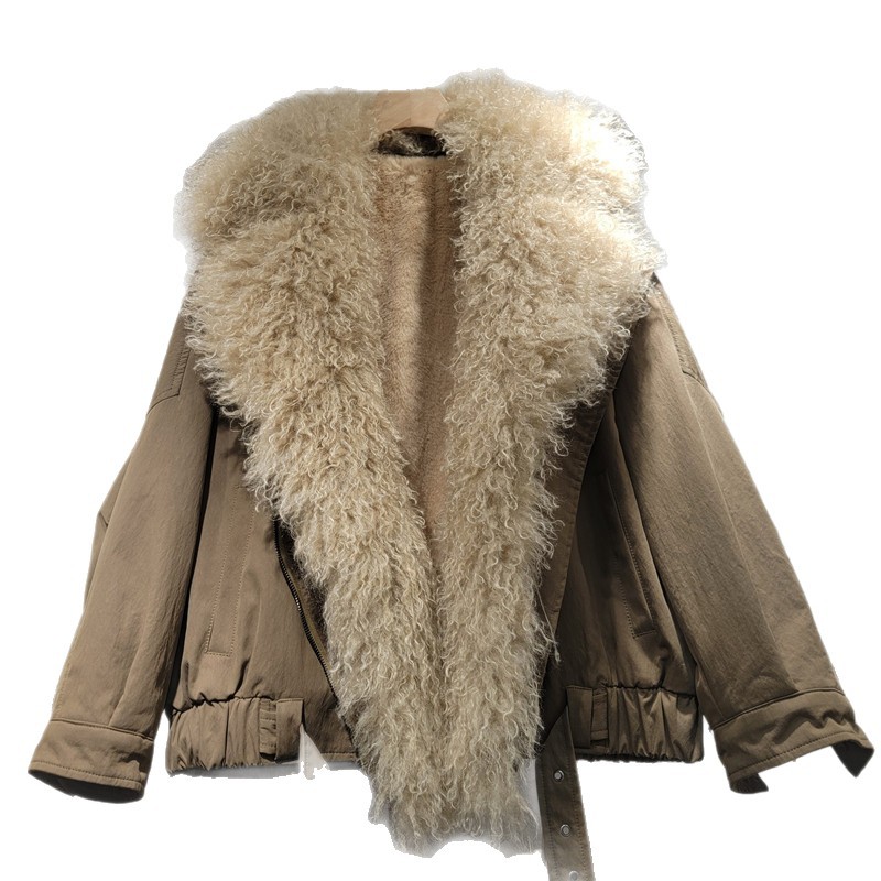 2025 otoño y invierno nuevo estilo elegante temperamento de moda casual simple con solapa grande perezosa versátil abrigo de piel imitada