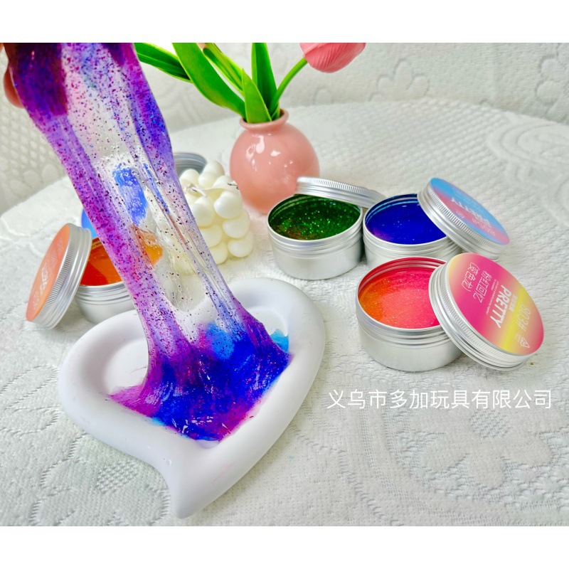 B caja de aluminio camaleón líquido barro cristal nuevo color del arco iris cambio juguetes niños como puesto al por mayor