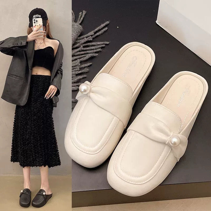 Новая корейская версия женских шлепанцев милые ленивые шлепанцы ножки Маленькие кожаные туфли для студентов Baotou пляжные сандалии