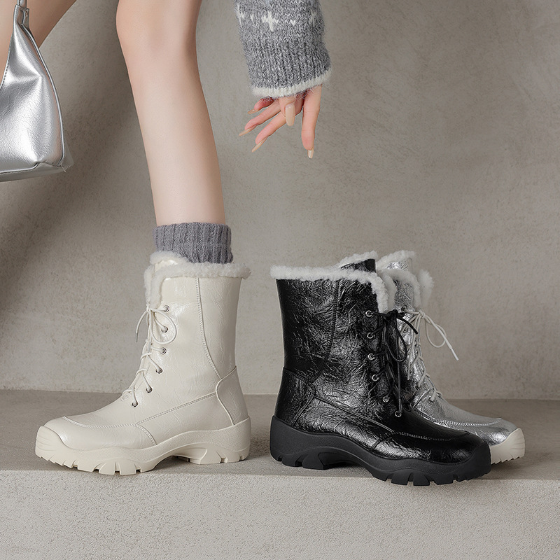 新款厚底马丁靴暖脚宝棉鞋保暖鞋雪地靴户外耐磨防滑加绒休闲时尚