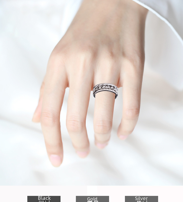 Accessori alla moda in acciaio al titanio caldo, anello a catena girevole in acciaio inossidabile per l'apertura delle bottiglie, anello girevole alla moda per l'apertura delle bottiglie da uomo_voghion.com