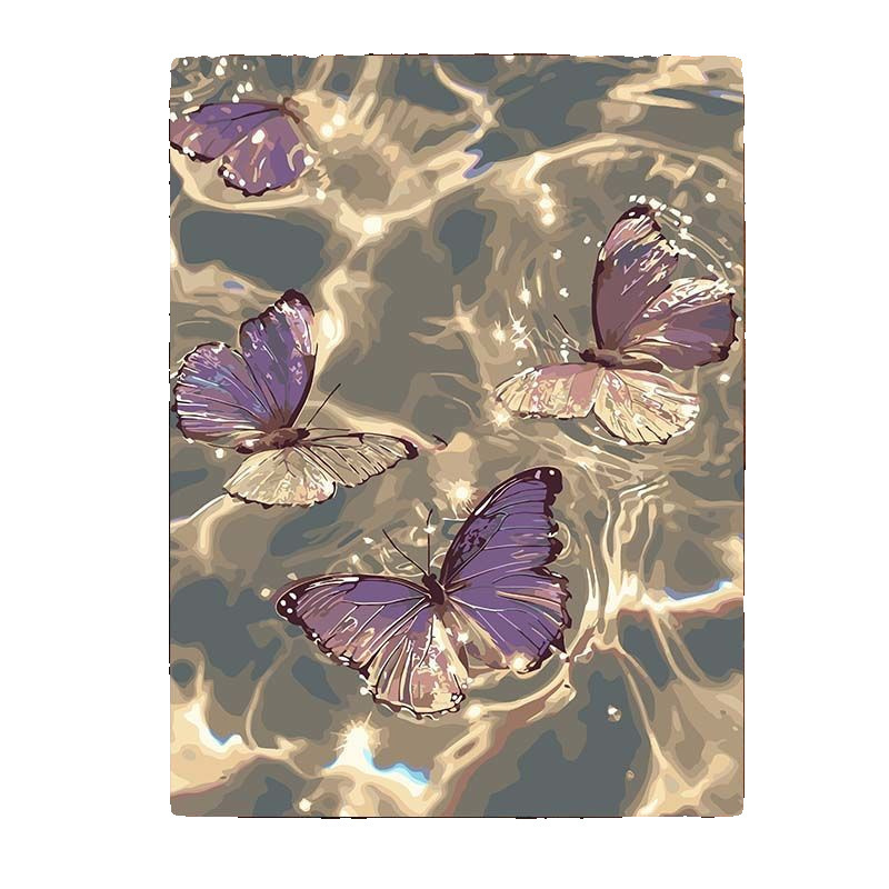 デジタル油絵diy油彩画手描きデジタル画蝶風景人物塗り絵客間寝室装飾画|undefined